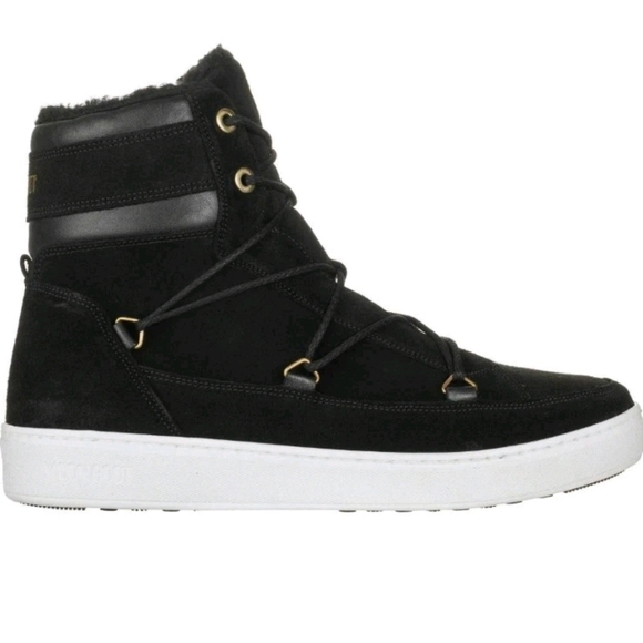 Moon Boot Mens Black Tecnica Mercury High Paris Suede Leather Faux Fur Boot 10 - Picture 1 of 14